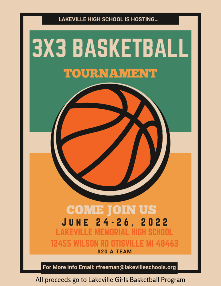 3x3 Basketball Tournament Fundraiser LakeVille Community Schools