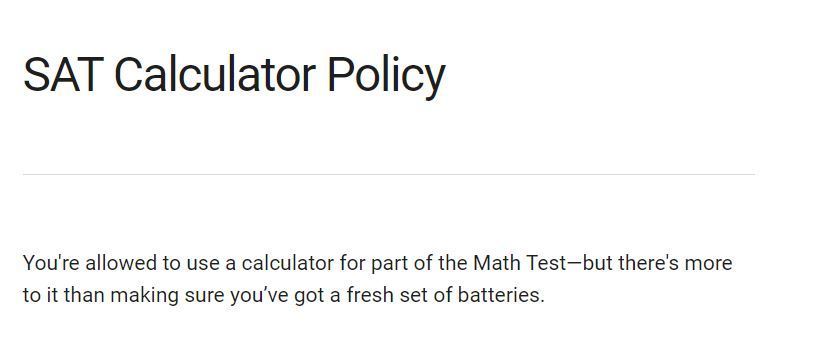 SAT Calculator Policy