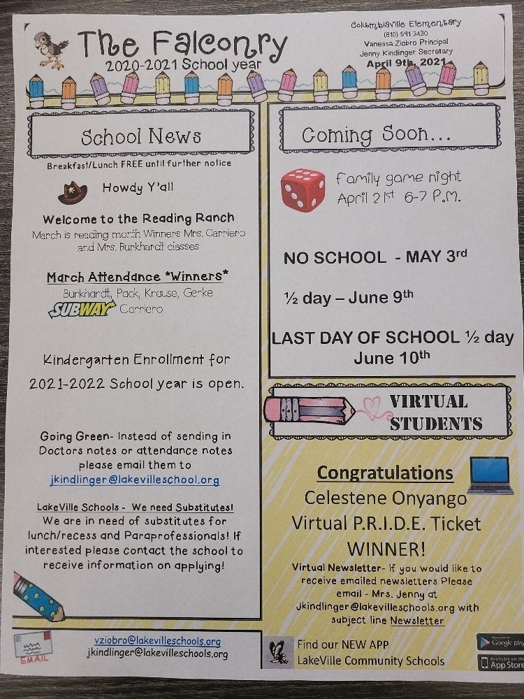 Columbiaville Elementary newsletter 